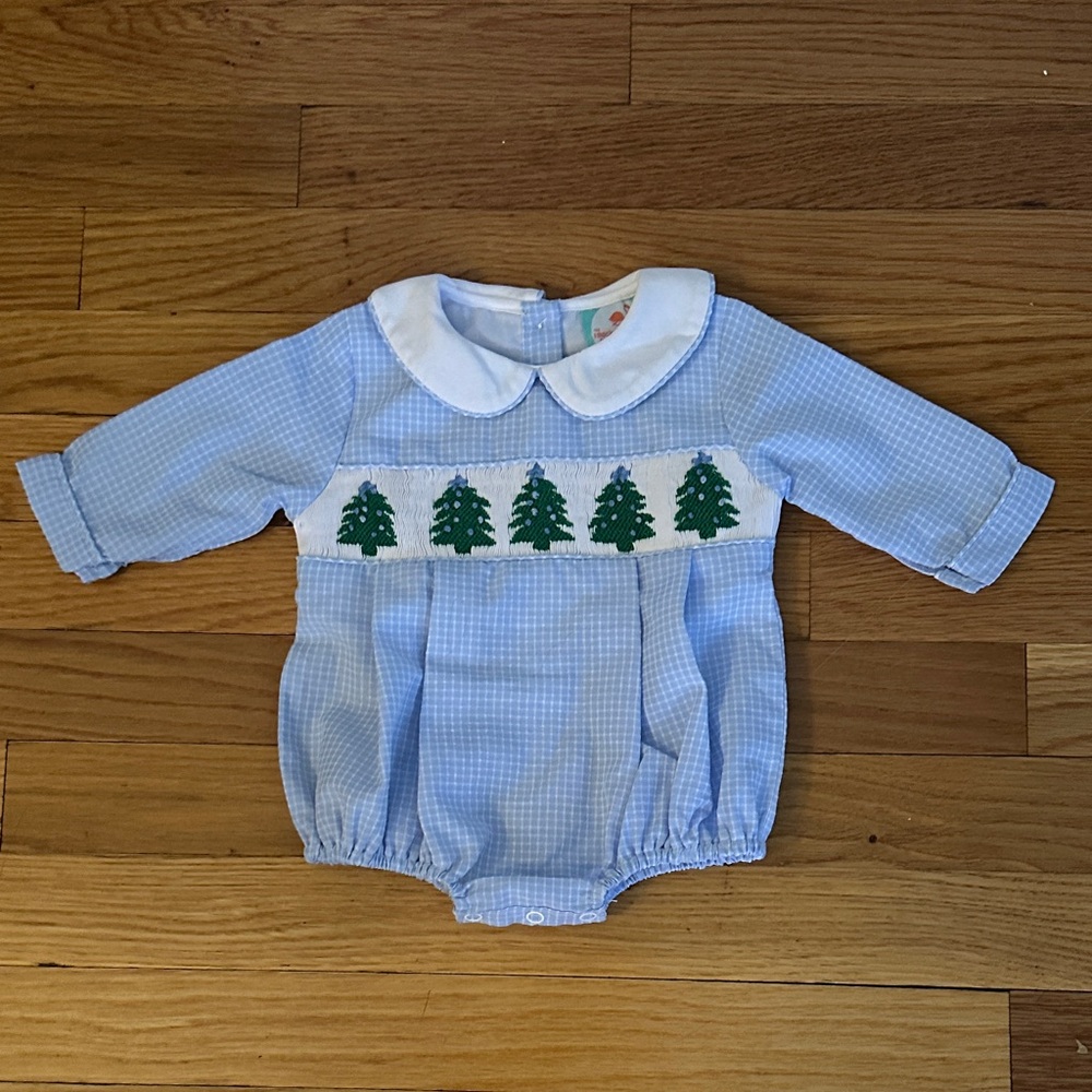 The Smocked Flamingo Baby Boy Christmas Bubble